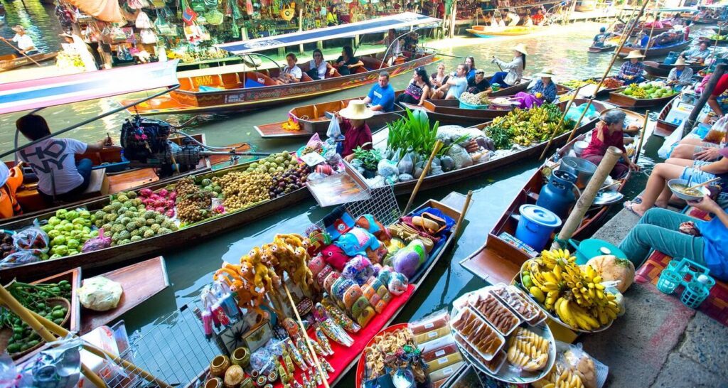 Floating market in Mekong Delta